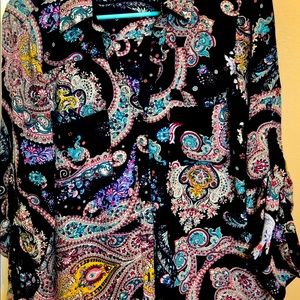 Women’s Express Portofino Button Down Navy Paisley